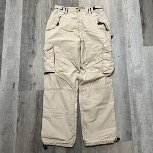 VTG Anchor Blue Baggy Y2K Wide Leg Beige Cargo 00s Skater Tech Pants Mens 32